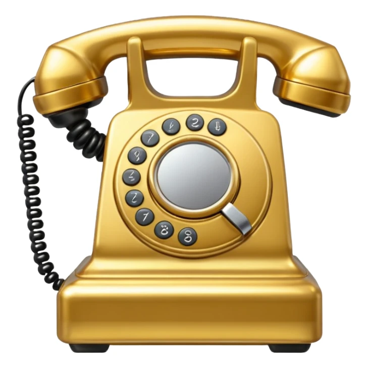 One single Golden phone icon, png, no background, no border sticker
