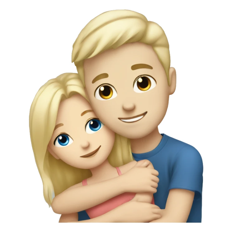 blonde girl cuddling with blonde boy blue eyed sticker