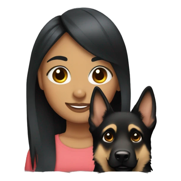 Black hair light skin girl with German shepherd  sticker