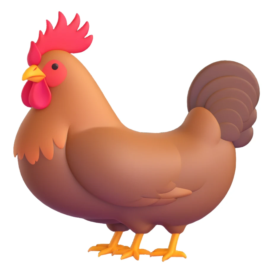 cartoonish hen with round body and visible feathers sticker