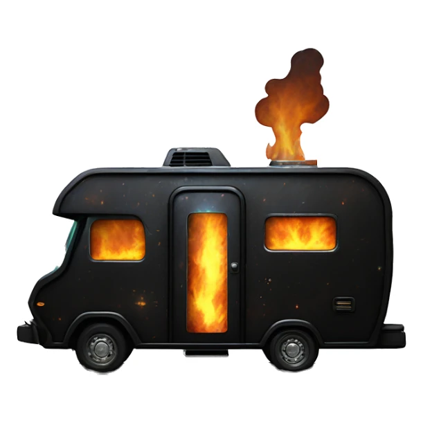 Darth Vader’s 1972 Winnebago black painted rv rusted holographic flames  sticker