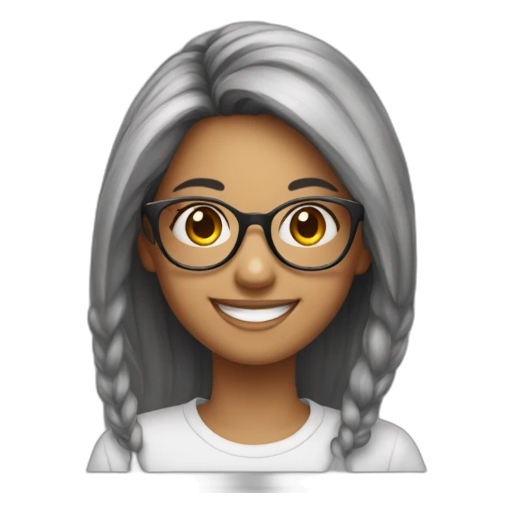 girl wearing glasses with beutiful smile sticker