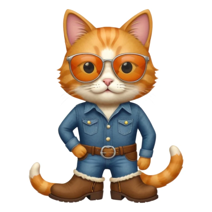 cat with cowboy boots and sunglasses sticker