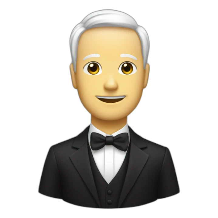 white tie and black suit, without head sticker