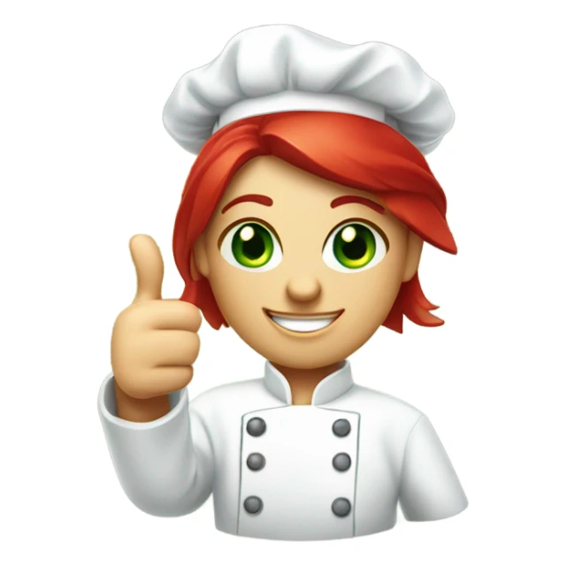 thumbs up chef hate wearing green eyes red haired female chef sticker
