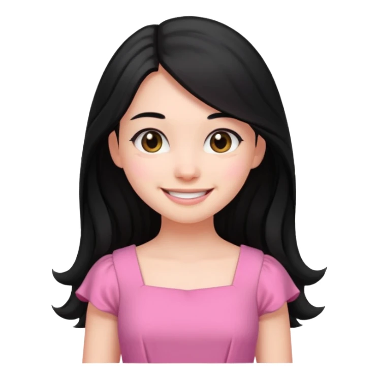 black long hair girl, smiling sticker