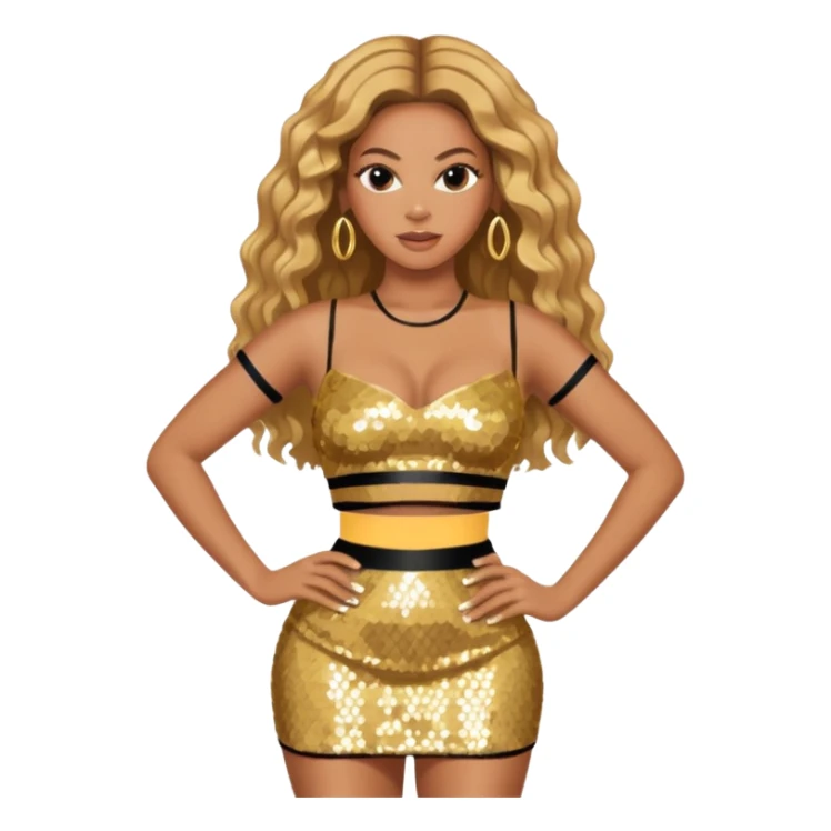 Beyonce with gold crop top and skirt sticker