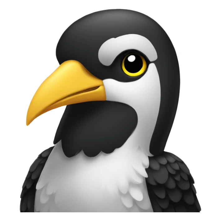 Black and white bird with double yellow beak sticker