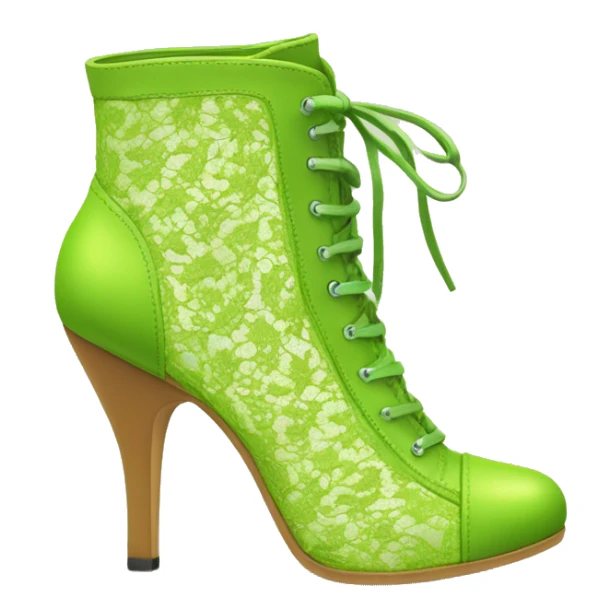 Realistic isolated pair of lace lime green high heel ankle bootie boots. sticker