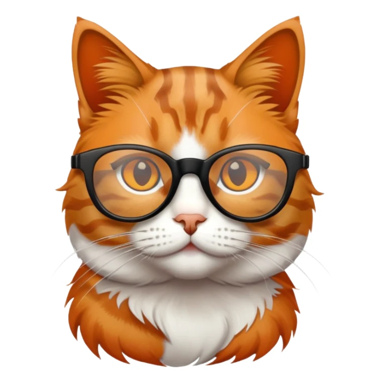 cat with black glasses, orange fur sticker