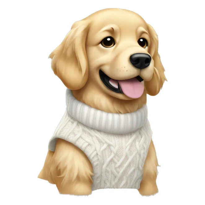 golden retriever dog wearing a white cable knit sweater vest sticker