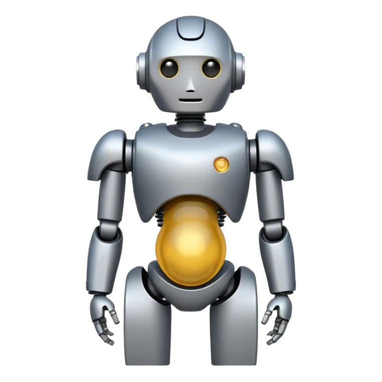 Pregnant male robot. Profile view. Facing left. 2 dimensional emoji style. As though it was made with microsoft paint. sticker