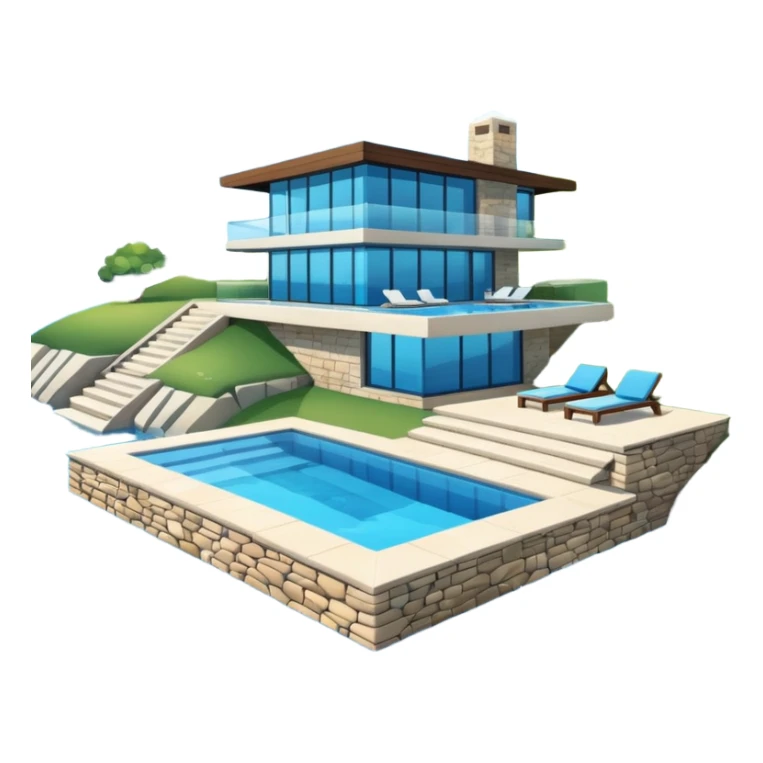 modern house on the hill, with a pool ON THE HILL sticker