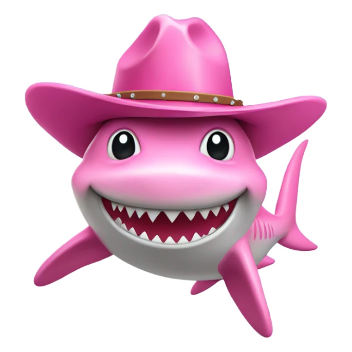 Pink shark wearing pink cowboy hat sticker