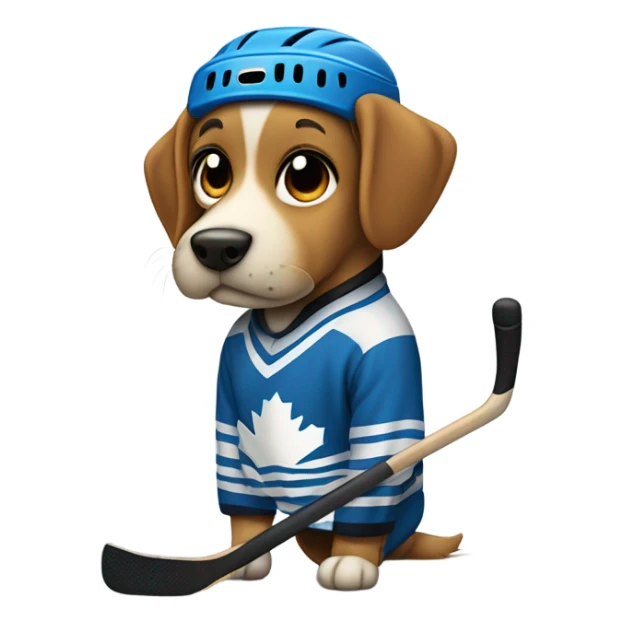 Dog playing hockey  sticker