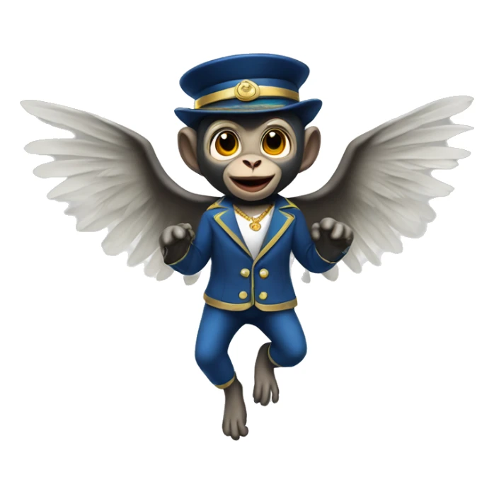 flying monkey with wings wearing a bell hop uniform sticker