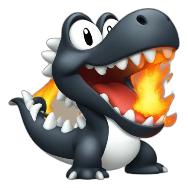 Black Yoshi breathing fire from mouth sticker
