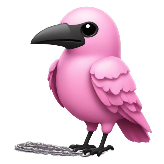 Pink crow with a silver chain wrapped around it with black bows sticker