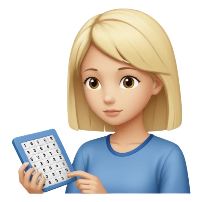 Girl Sudoku Problem-Solving on the new paper, back side view. sticker