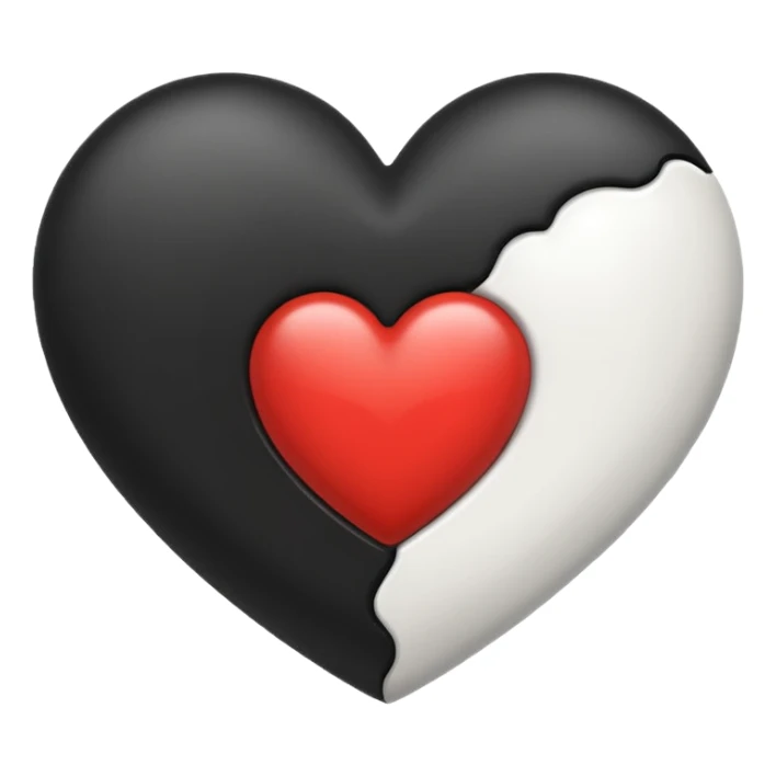 Yarı siyah yarı beyaz kalp sticker