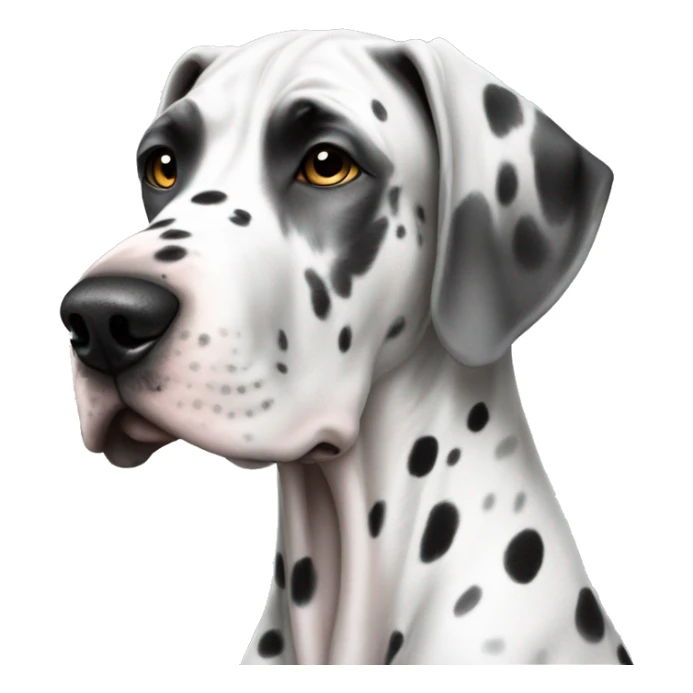 Great Dane white gray black spots and a girl sticker