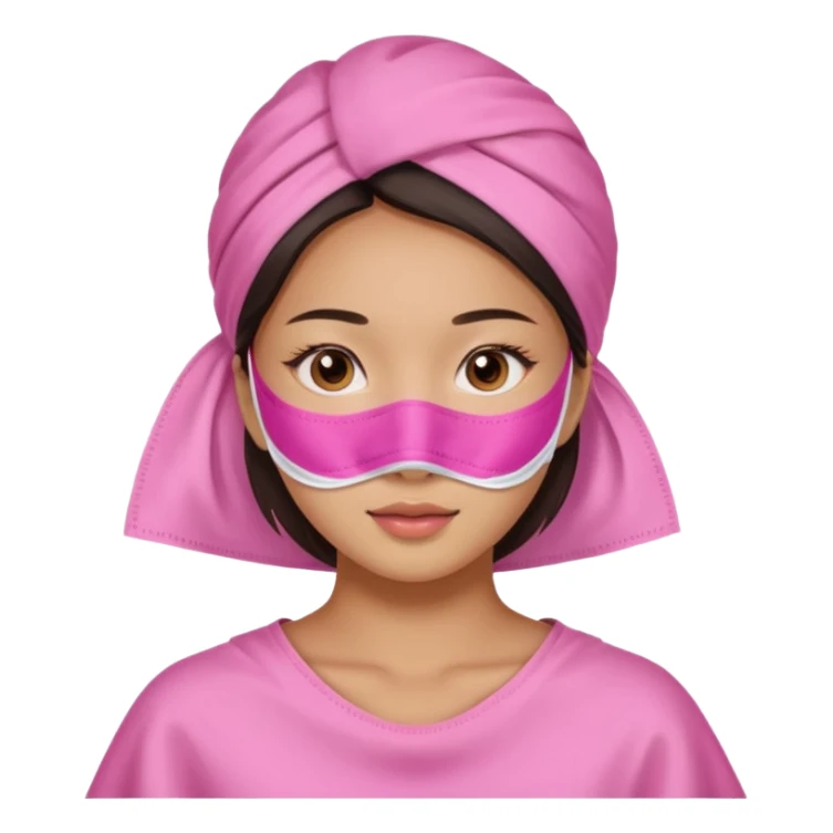 Asian girl with pink facial sheet mask pack sticker