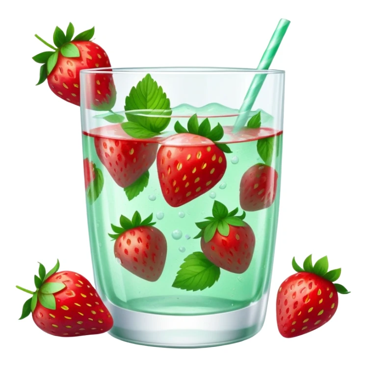 refreshing strawberry mint water in a clear glass sticker