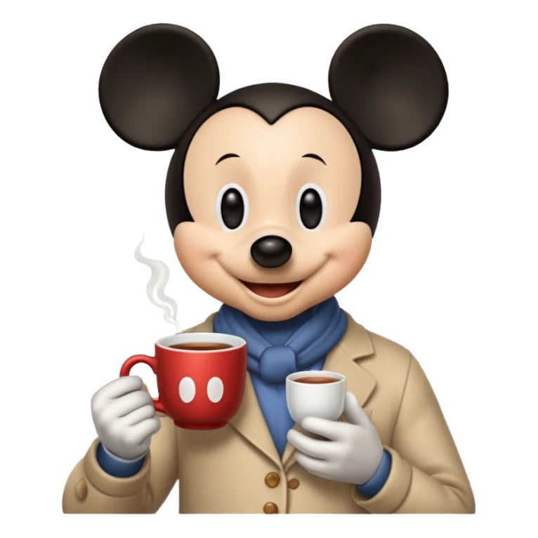 Disney Mickey with a cup of tea sticker