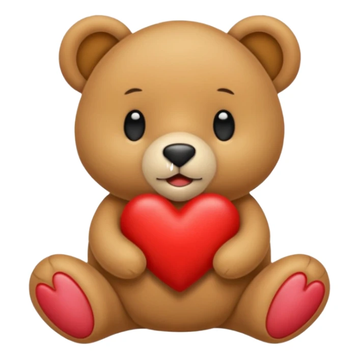 Orsetto con il peluche che tiene un cuore rosso sticker