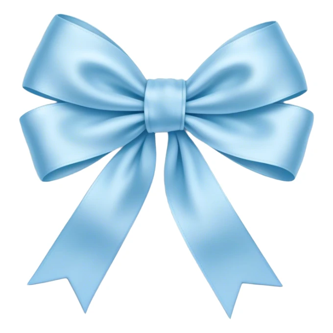 A delicate baby blue silk ribbon tied into a soft bow, gently resting on a white marble surface.
 sticker