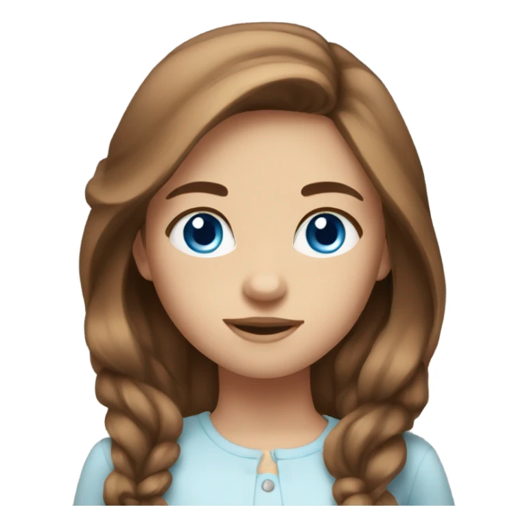 Girl Blue eyes middle Long Brown hair sticker