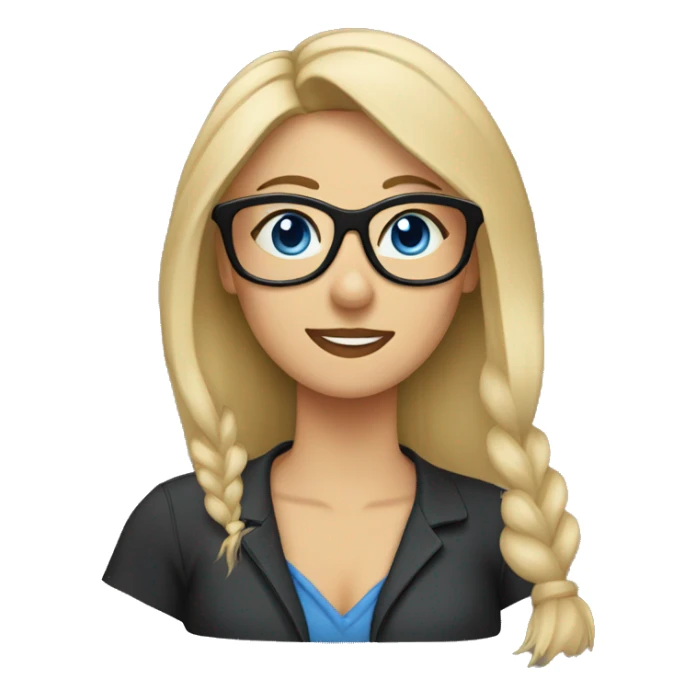 blonde woman wearing glasses with blue eyes with german shepherd sticker