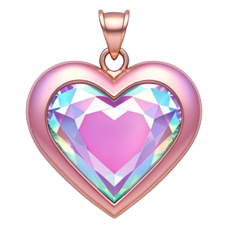 diamond Heart shape pendant pink holographic sticker