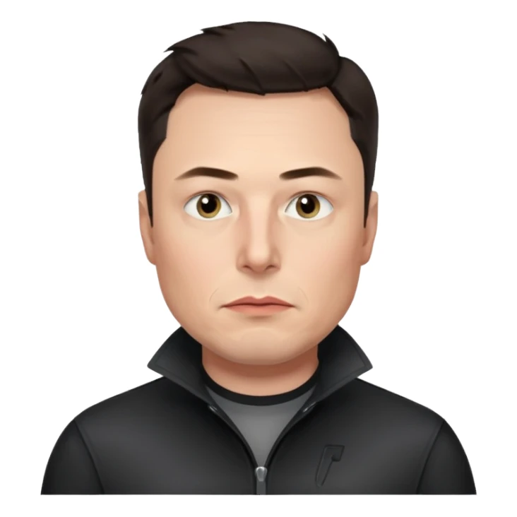 realistic make me elon musk serious face dark hair  sticker