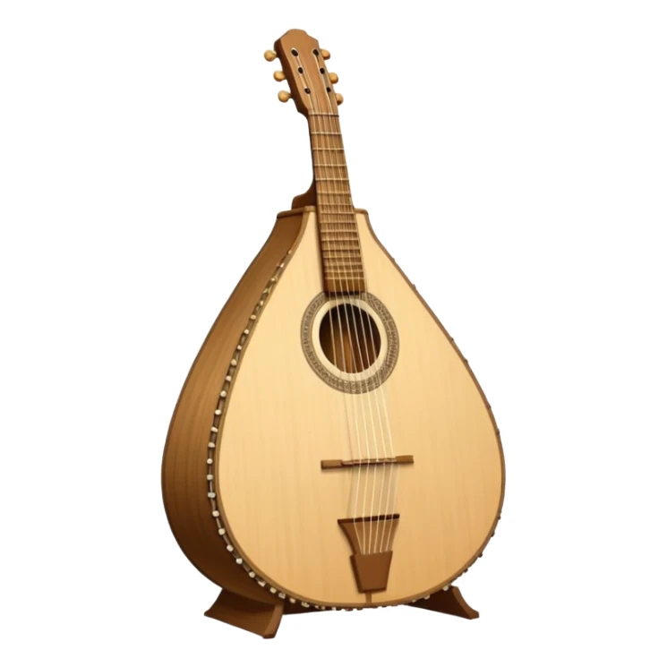 A traditional Ukrainian string instrument with a large pear-shaped wooden body, a short neck, and many strings arranged in a fan shape. It looks like a mix of a lute and a harp and is often held upright and played by plucking the strings. sticker