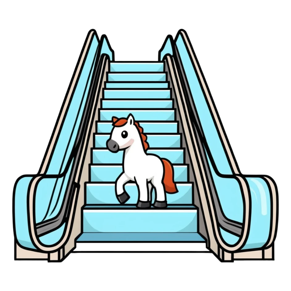 Horse at bottom of escalator  sticker