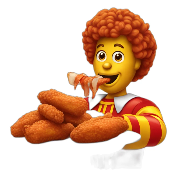 Ronald McDonald eating chicken wings sticker