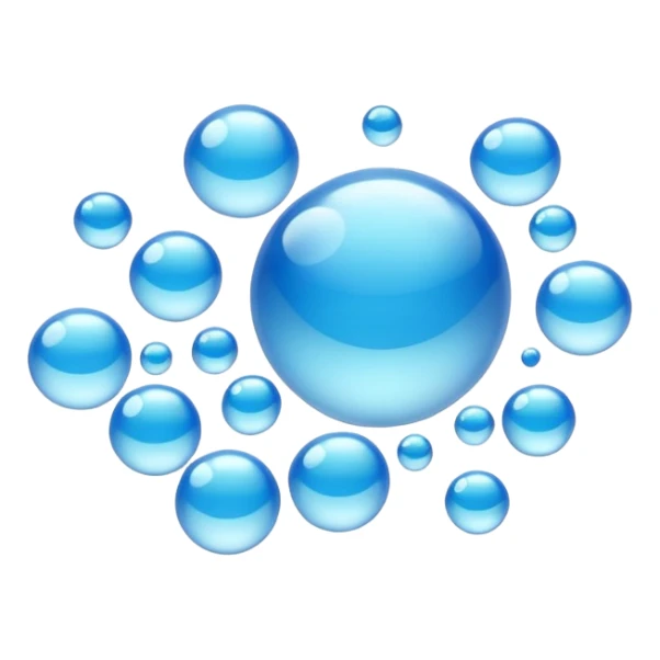 3D iPhone style emoji of free-floating bubbles, scattered randomly in the air, translucent and shiny, various sizes, not contained in any circle, isolated on white background, soft shadows, high detail, NO FACE sticker