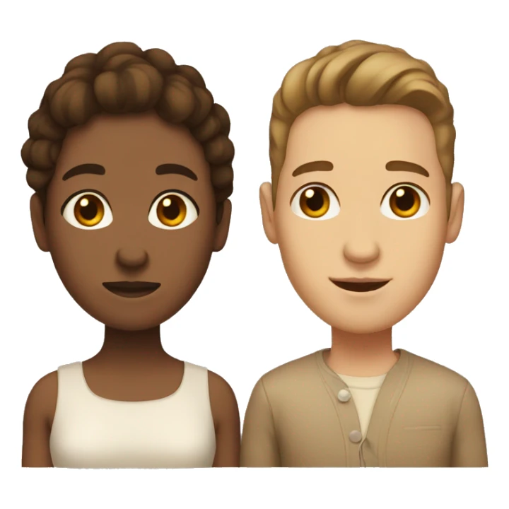 love couple with brown hair and beige skin sticker