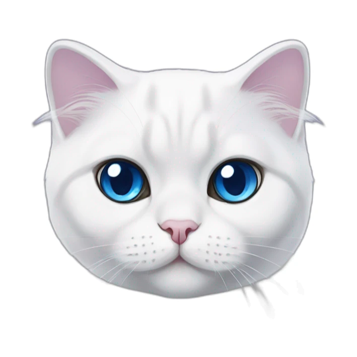 White Scottish fold cat,colour blue point,with blue eyes and purple  sticker