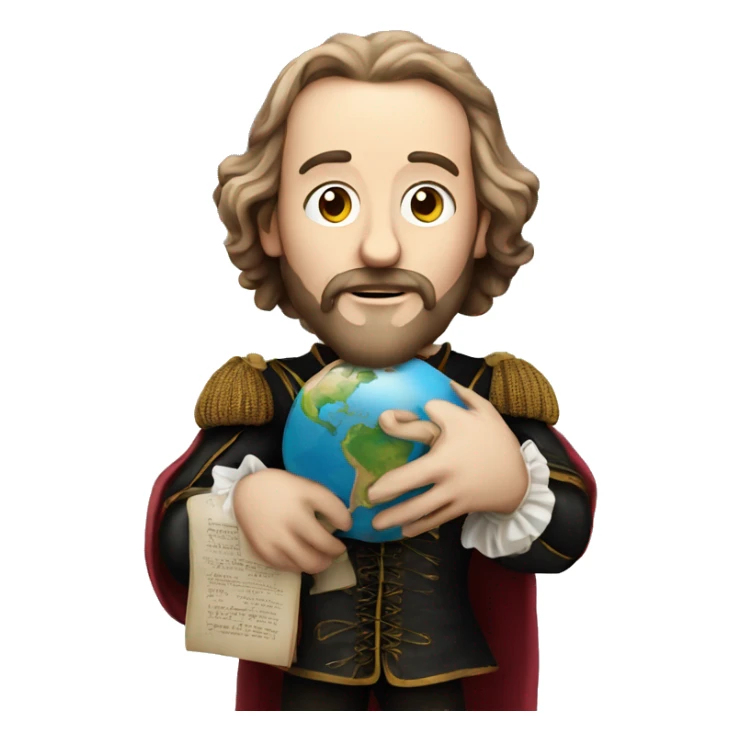 Shakespeare holds a globe in his hands sticker