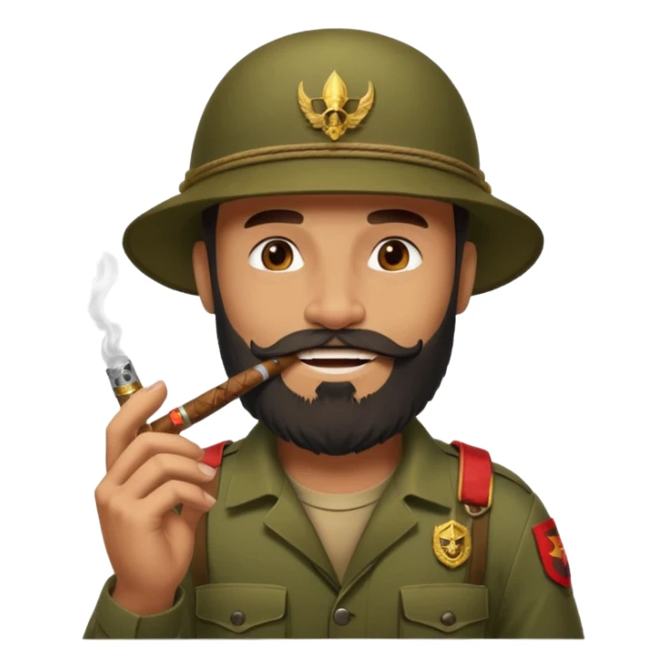 brauny bearded cool jungle commando smoking a cigar with a grin sticker