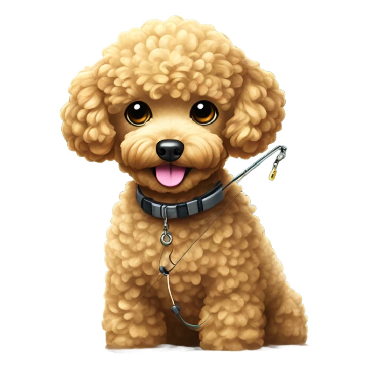 Golden toy poodle fishing sticker