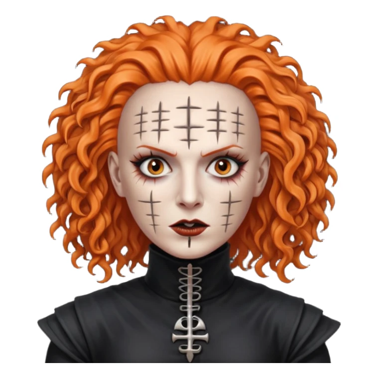 pinhead Hellraiser -  huge curly orange hair sticker