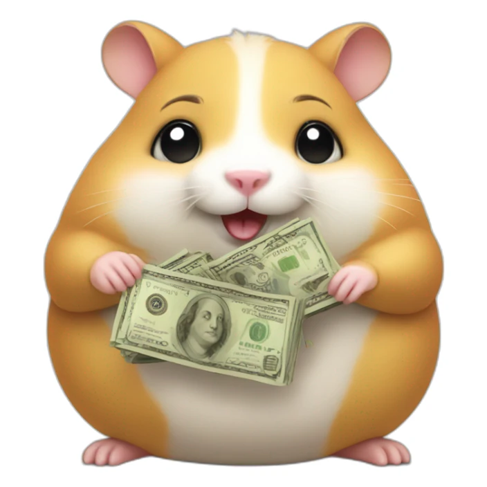 Fat hamster giving a lot of money sticker