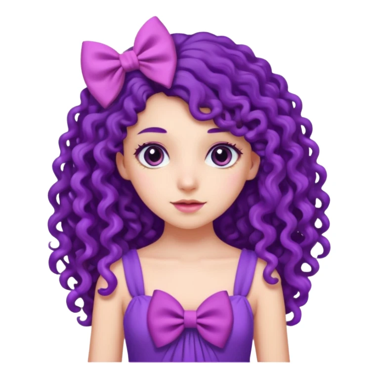 purple long curly haired girl with bow sticker