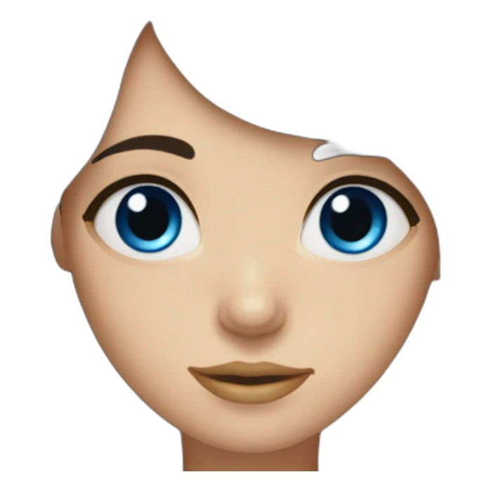 Dark brown long hair bangs girl with blue eyes sticker