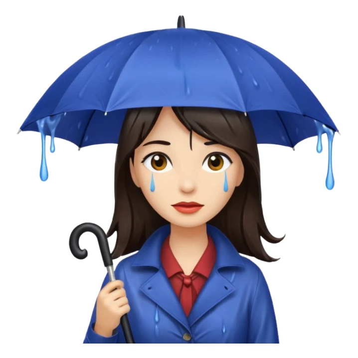 she getting wet (umbrella, dripping dark hair) sticker