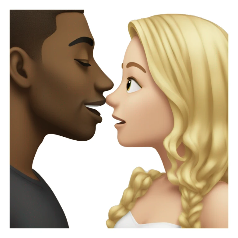 Blonde girl with Black guy  kissing sticker