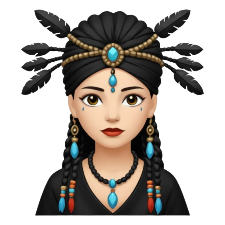 white shaman woman black clothes black accesories  sticker